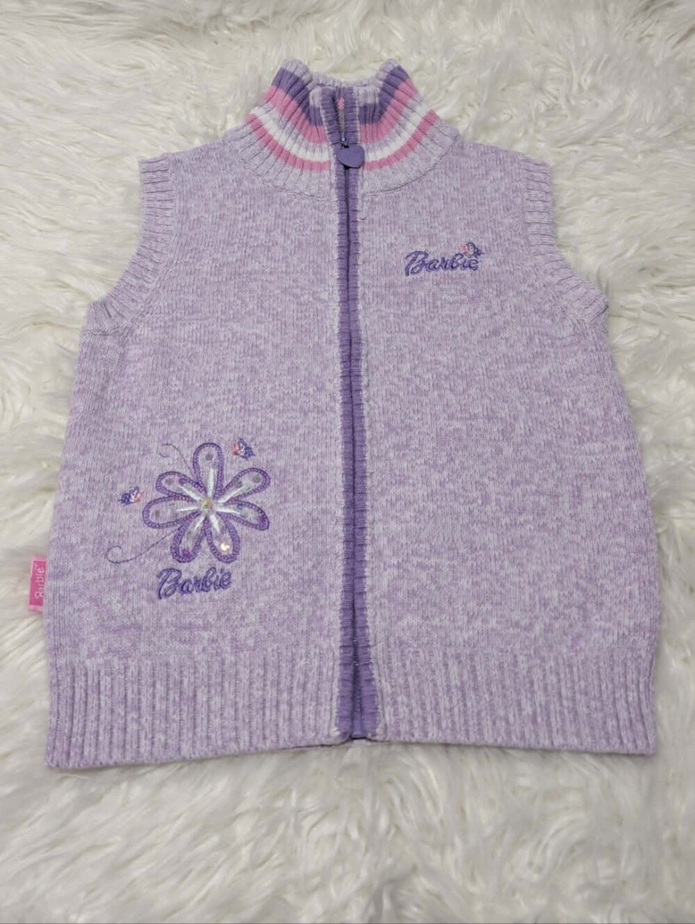 Rare vintage 2000s y2k character barbie vest embrodered flowers girls vintage